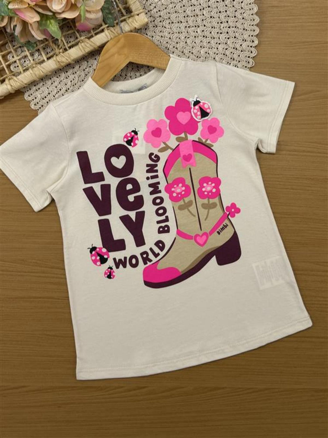Conjunto Infantil Bimbi Inverno com Calça Legging e Blusa Manga Curta Bege Lovely
