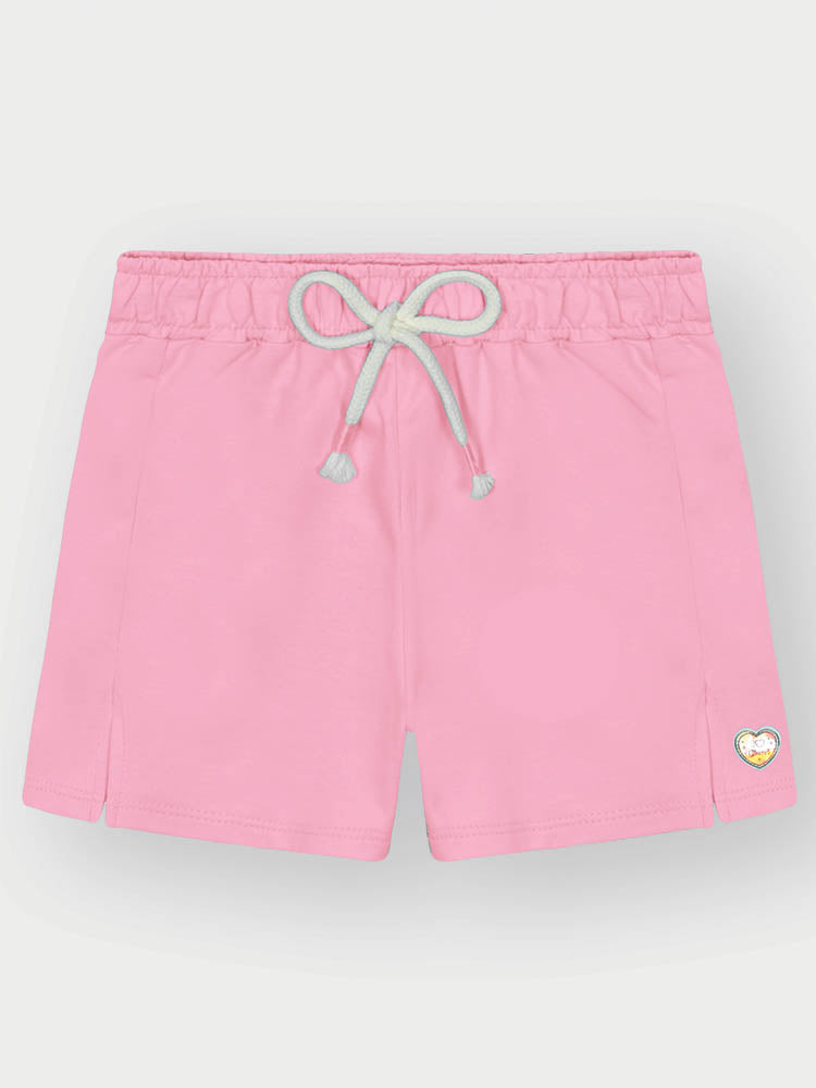 Conjunto Infantil Cinti Verão com Shorts Rosa e Blusa Listrada Corações