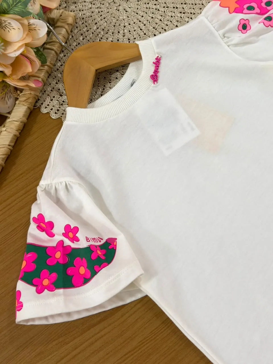 Blusa Infantil Menina Bimbi Branca Moranguinho
