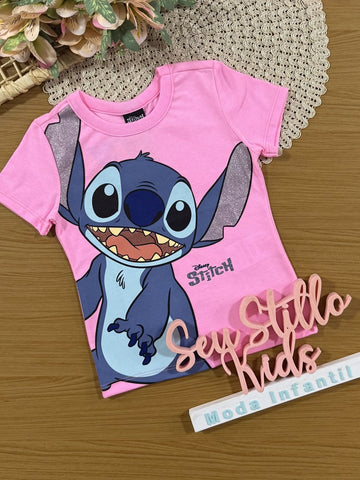 Blusa Infantil Stitch Rosa Brandili Disney