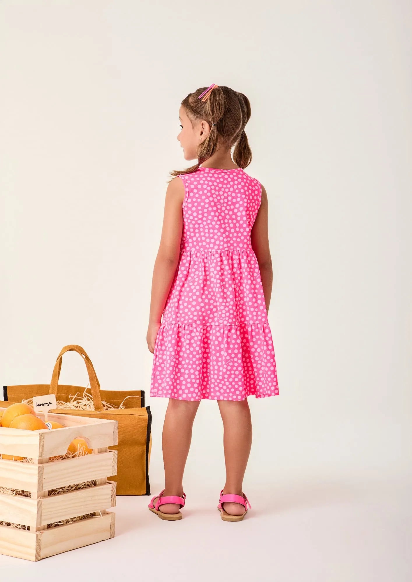 Vestido Infantil Bimbi Rosa Poá