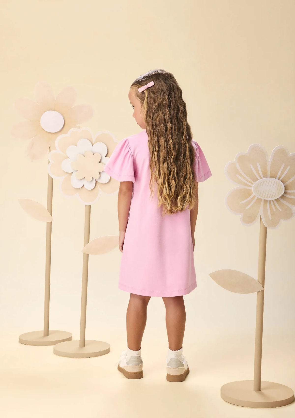Vestido Infantil Momi Manga Curta Daisy Rosa Fashion Disney