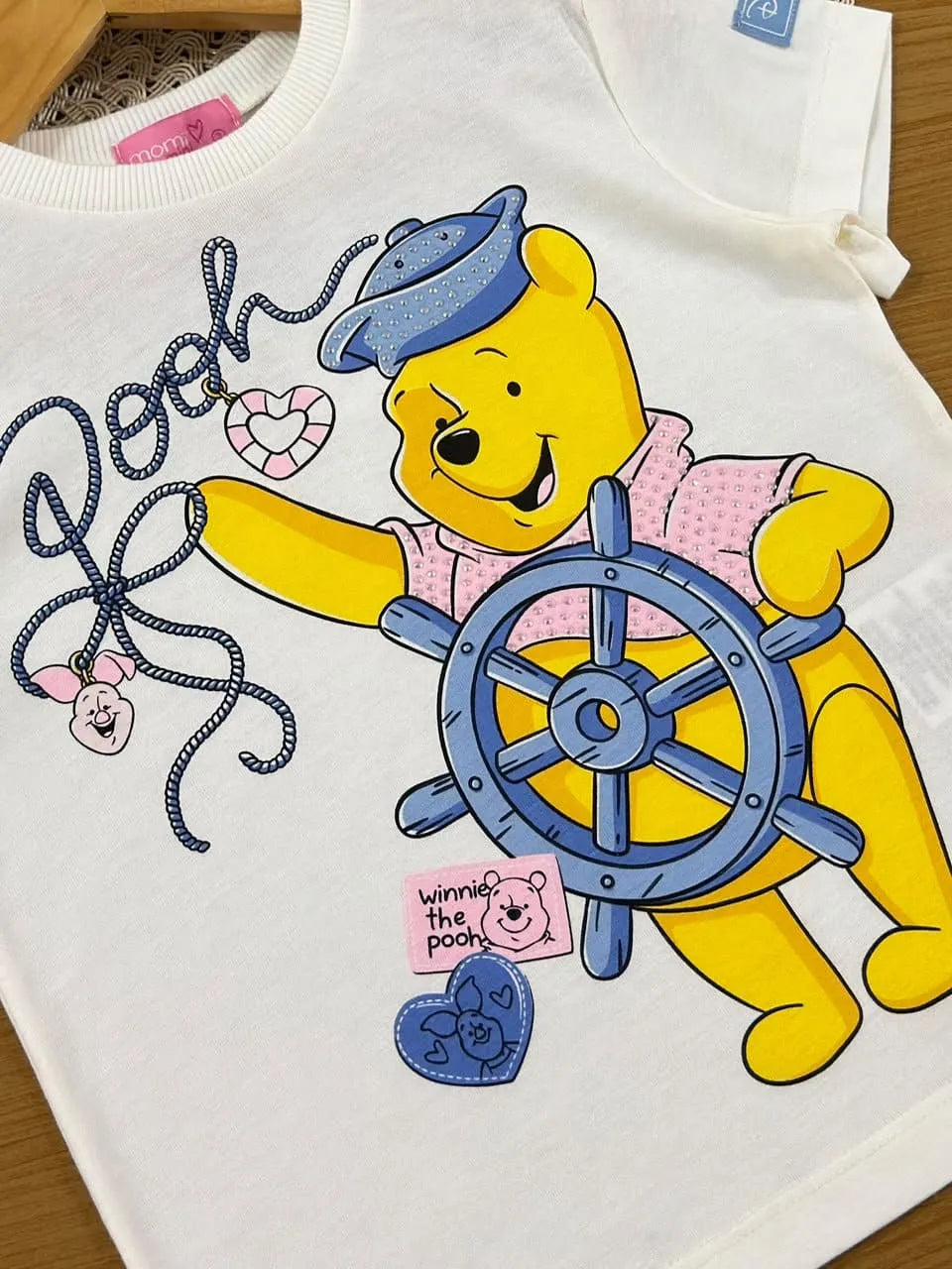 Blusa Infantil Menina Momi Branca Ursinho Pooh Marinheiro Disney