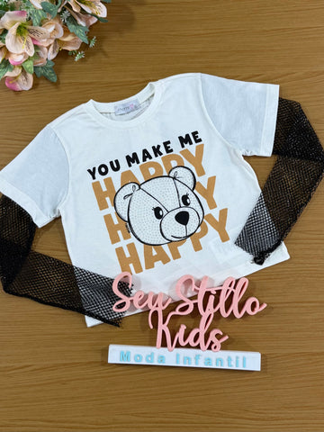 Blusa Infantil Momi Inverno Manga Longa Urso