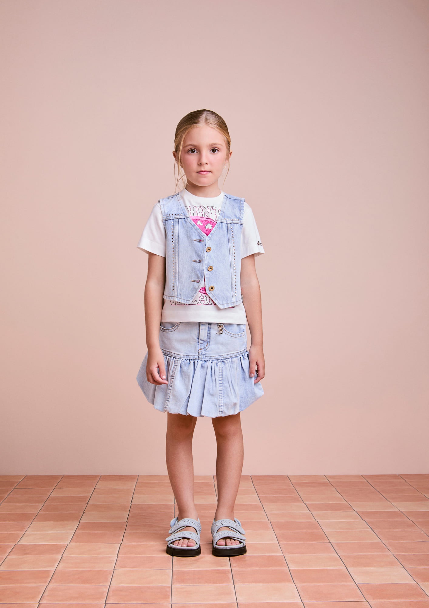 Colete Infantil Animê Verão Jeans Country Girl