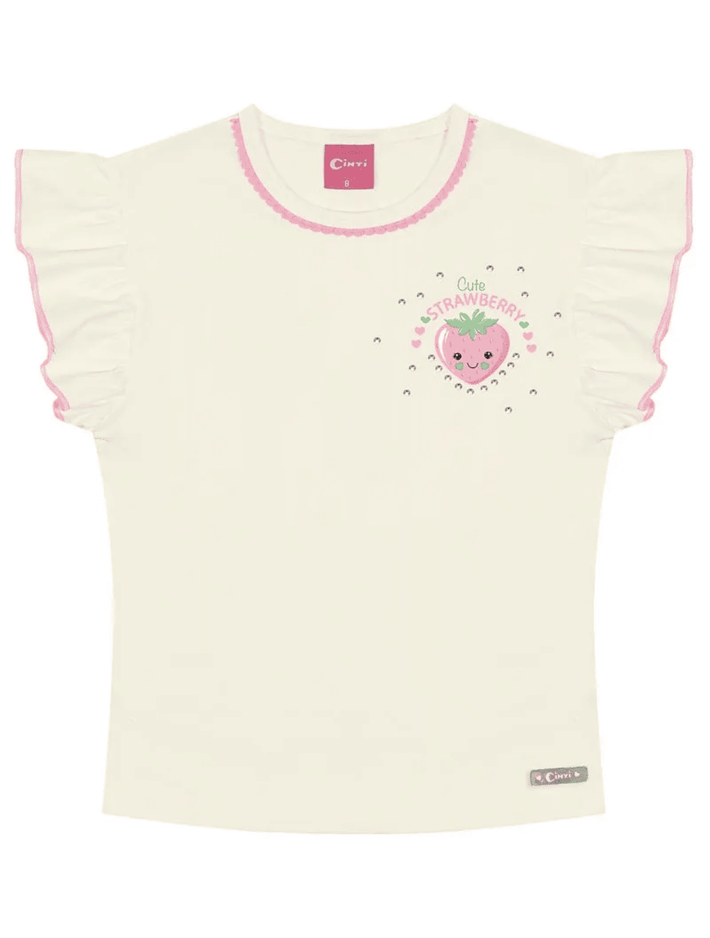 Blusa Infantil Cinti  Verão Moranguinho com Strass
