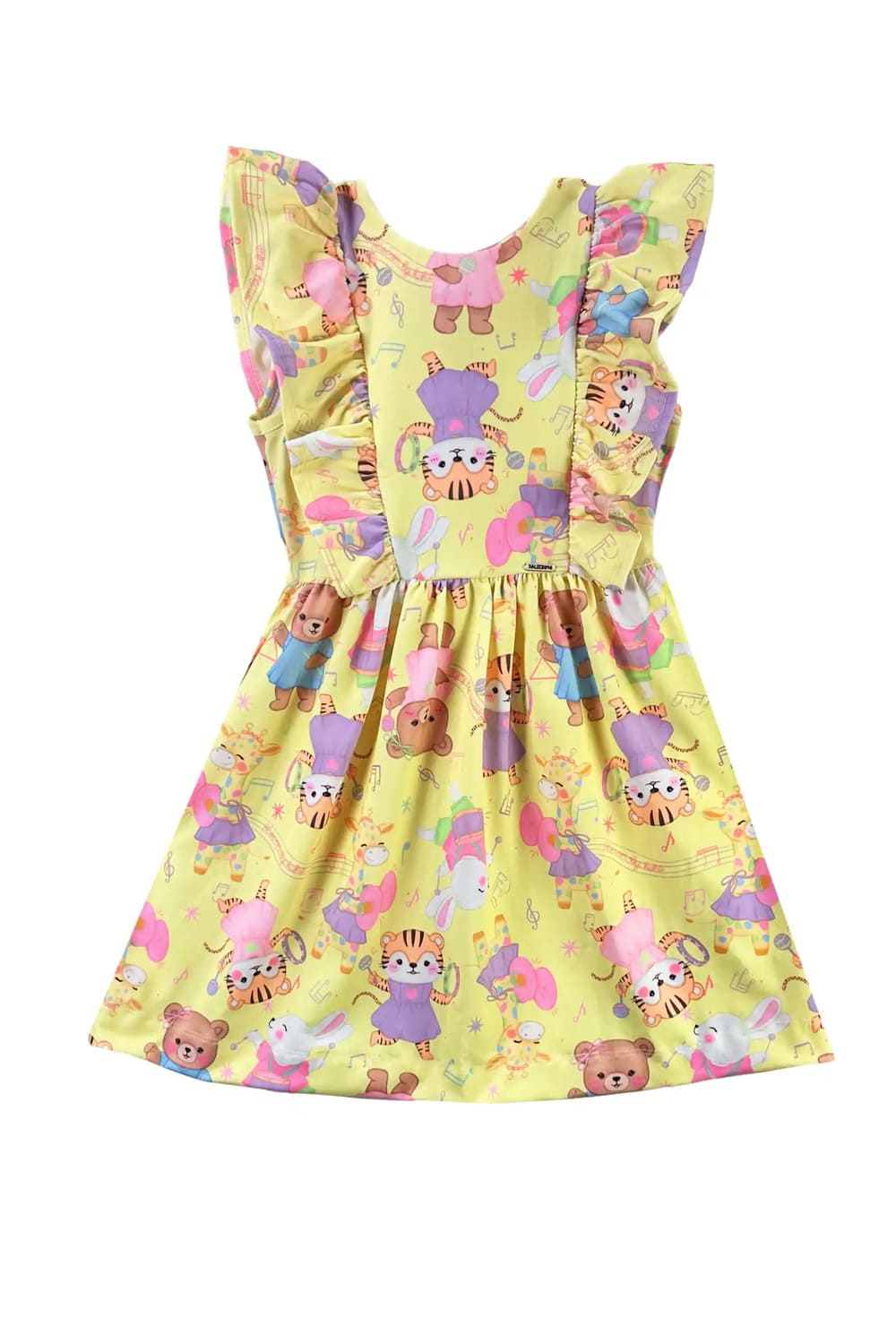 Vestido Infantil Kukie Alecrim Verão Amarelo Festa dos Animais