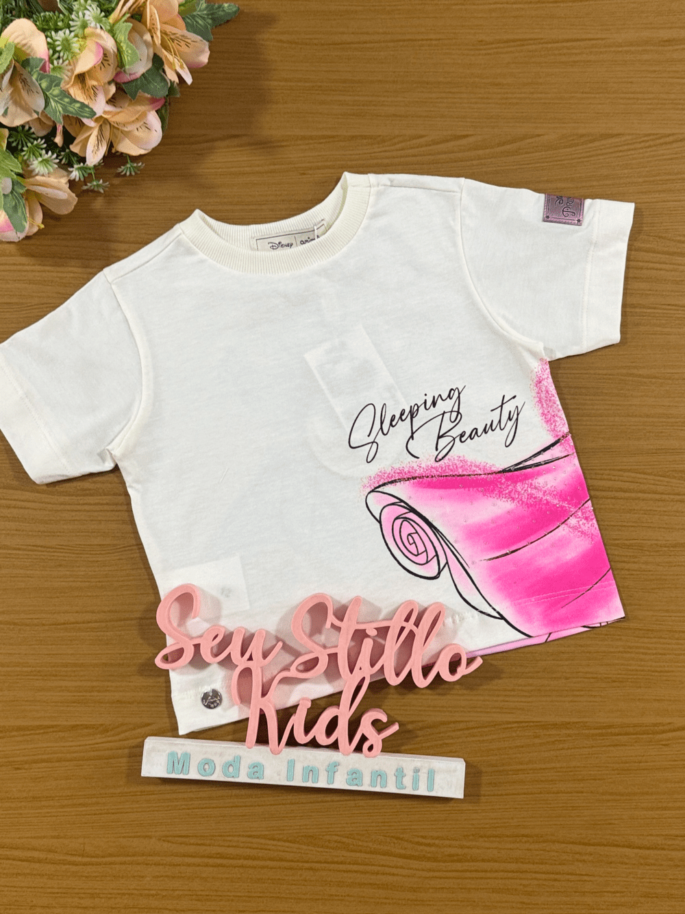 Blusa Infantil Animê Verão Princesa Aurora Disney