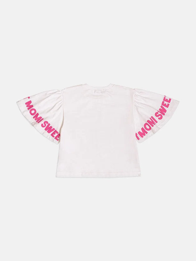 Blusa Infantil Momi Inverno Manga Curta Branca Sweet
