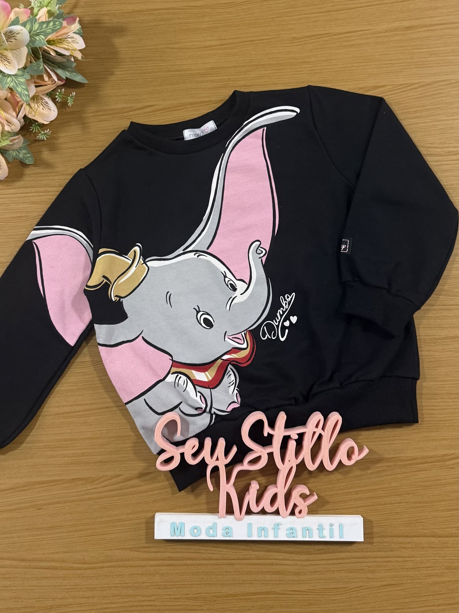 Casaco Infantil Momi Inverno Preto Dumbo Disney