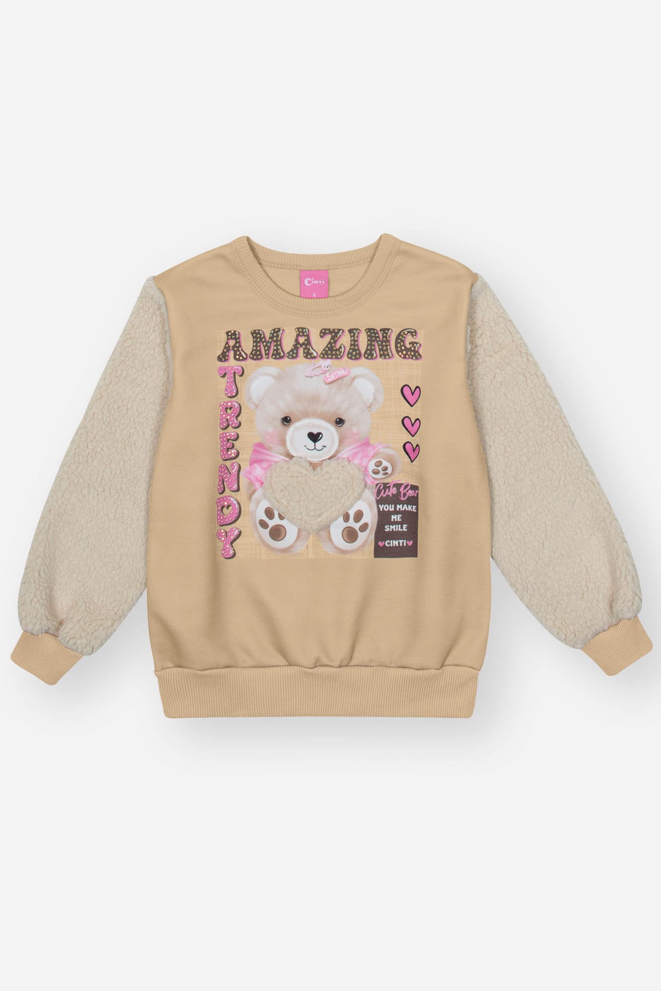 Conjunto Infantil Cinti Inverno Calça e Moletom Flanelado Ursinhos