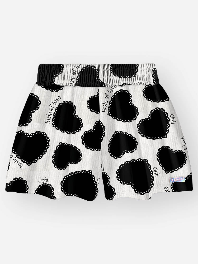 Conjunto Infantil Cinti Verão com Shorts e Blusa Corações Pretos