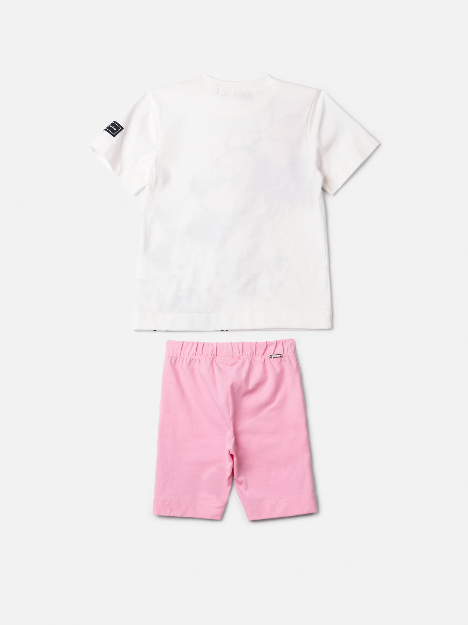 Conjunto Infantil Animê Verão com Shorts Ciclista Rosa e Blusa Branca Minnie Laço Disney