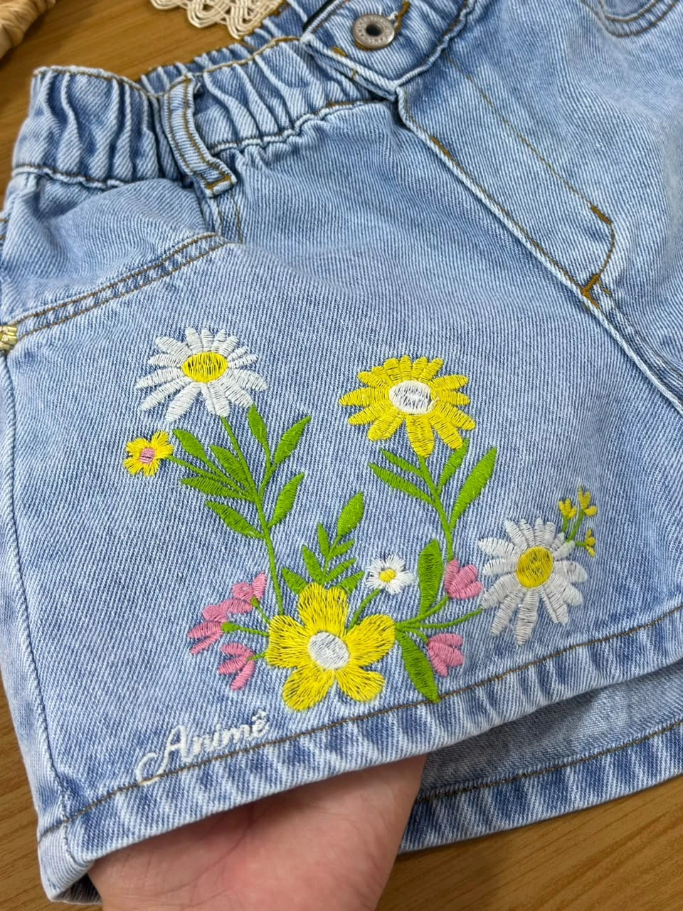 Shorts Infantil  Menina Animê Jeans Floral