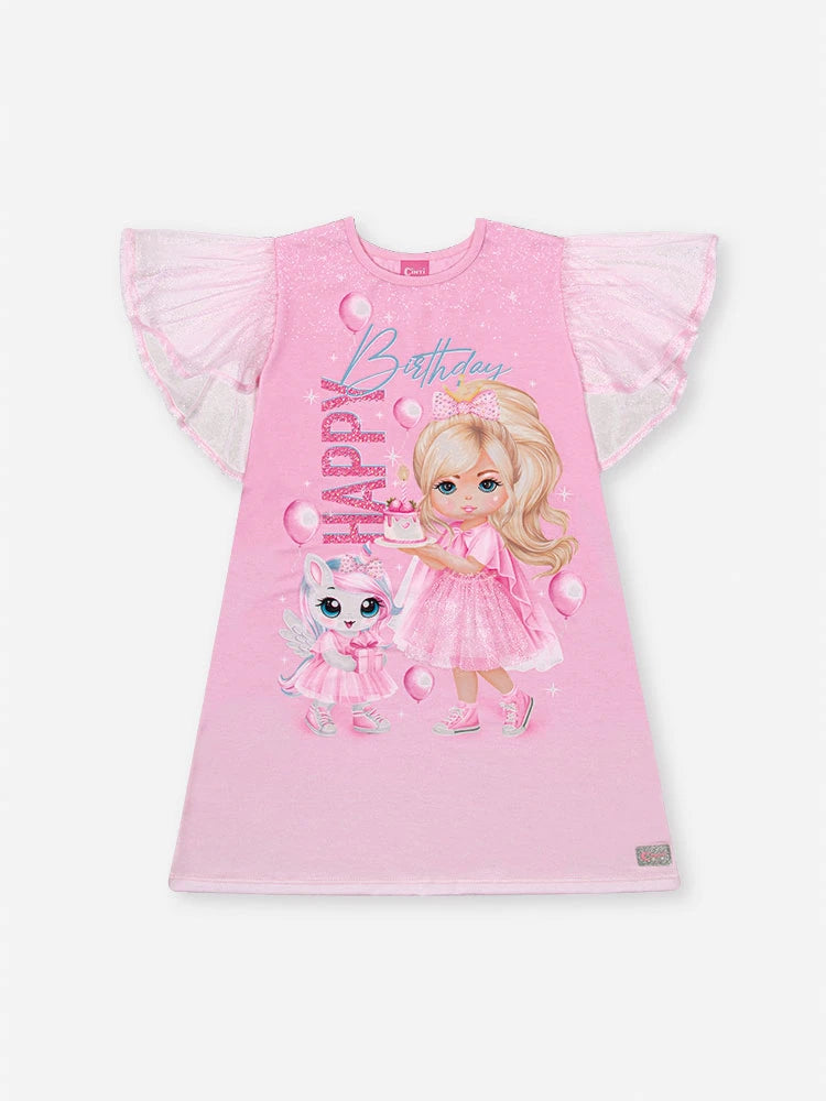 Vestido Infantil Cinti Verão Rosa Happy