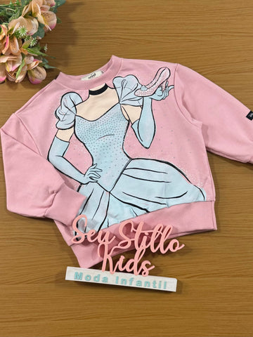 Moletom Infantil Animê Inverno Cinderela Disney