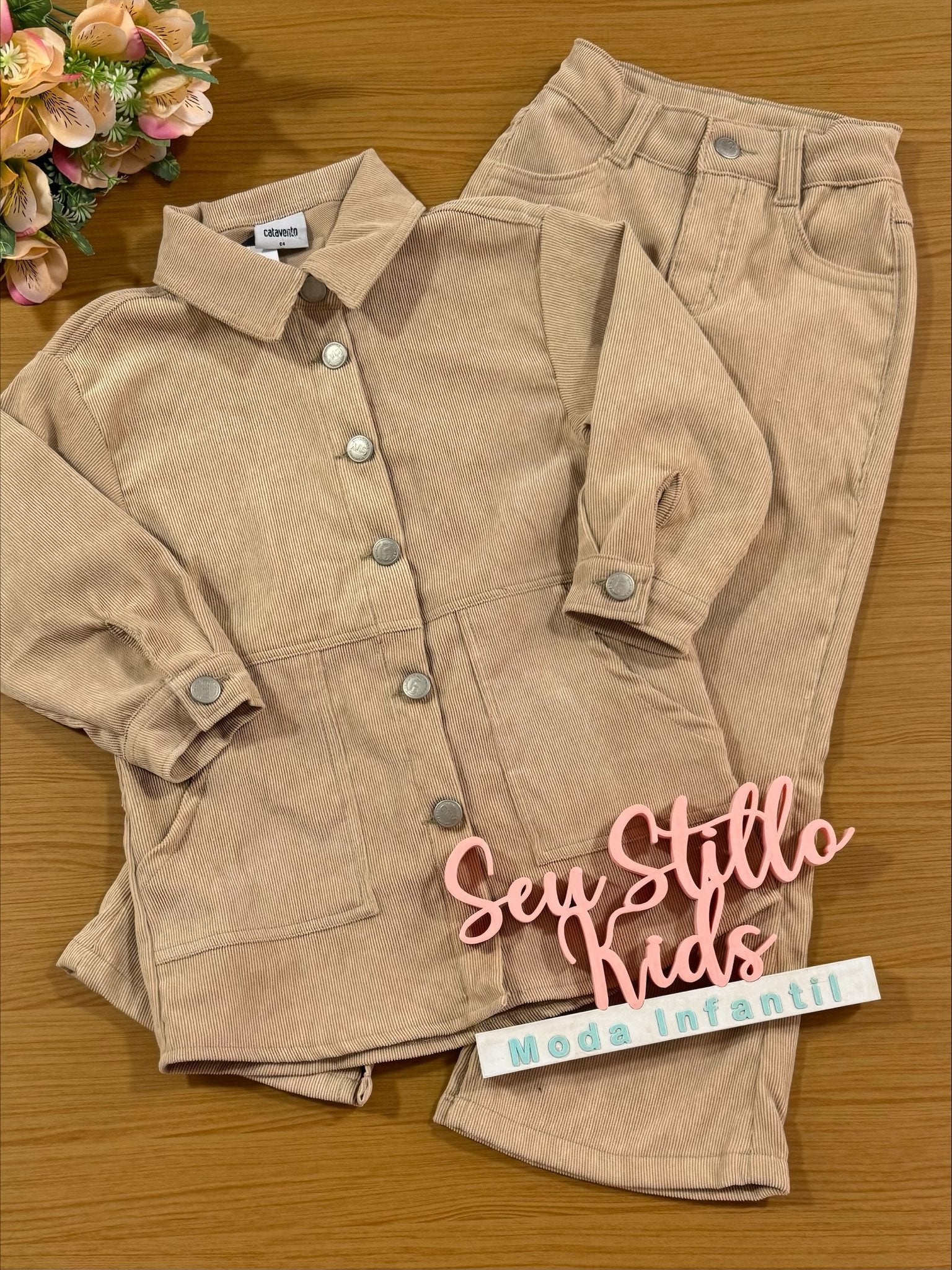 Conjunto Infantil Catavento Inverno Calça e Blusa Caramelo