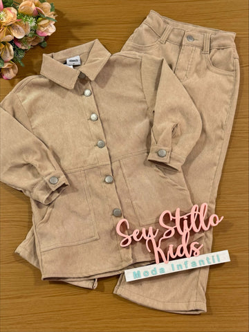 Conjunto Infantil Catavento Inverno Calça e Blusa Caramelo