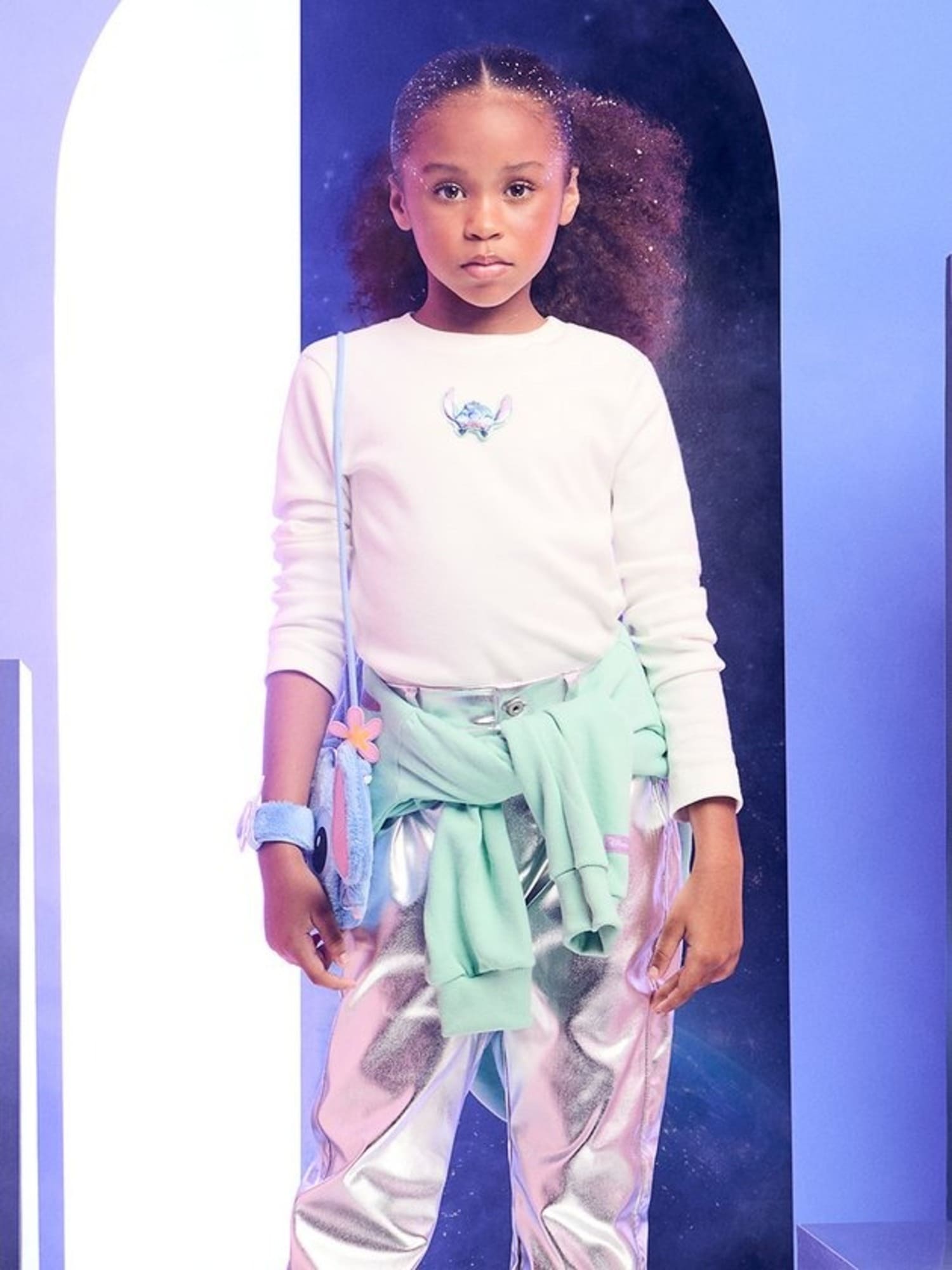 Blusa Infantil Animê Inverno Manga Longa Branca Stitch Disney