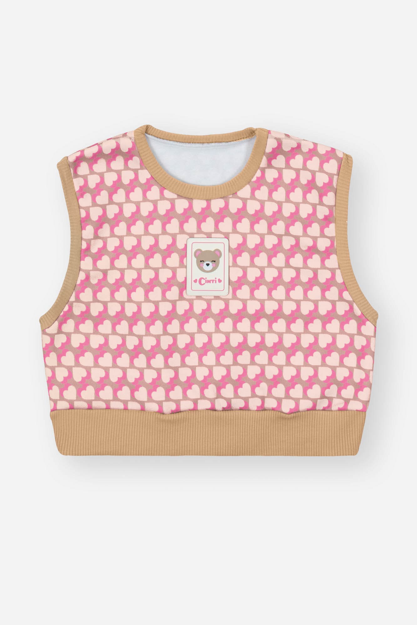 Conjunto Infantil Cinti Inverno Shorts Saia e Blusa Manga Longa com Colete Corações