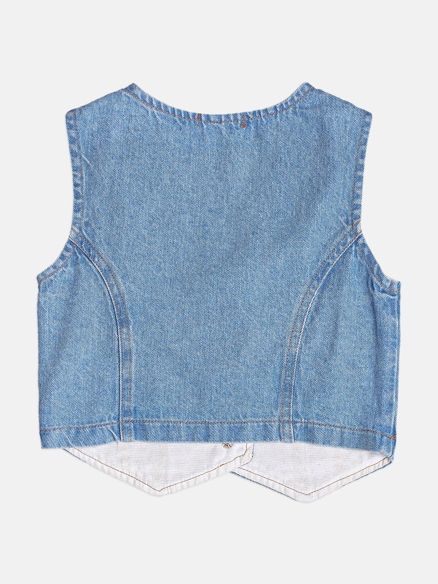 Colete Infantil Momi Inverno Jeans Florzinhas
