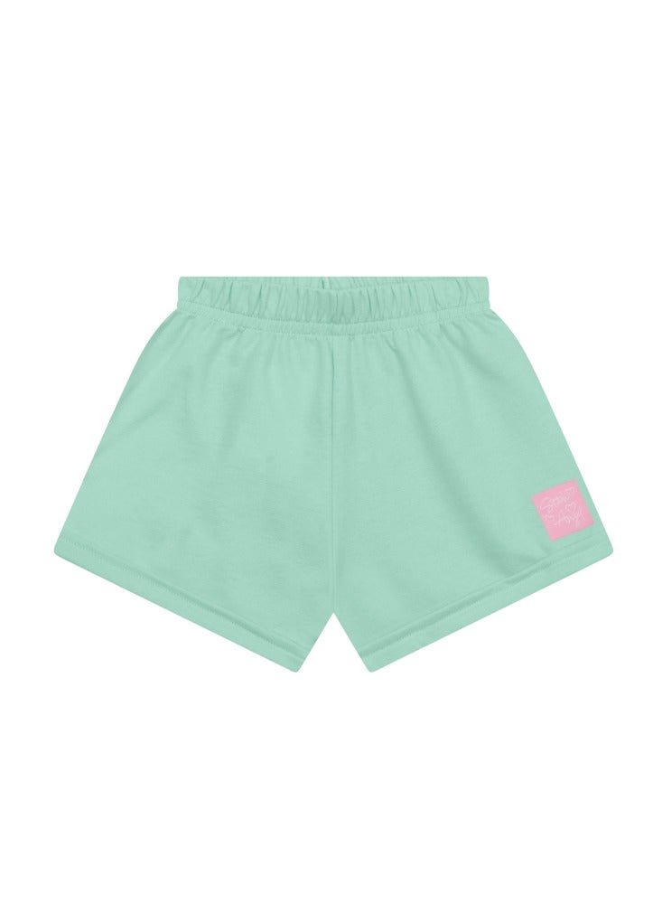 Conjunto Infantil Menina Brandili com Shorts Verde e Blusa Rosa Stitch Love Ice Disney