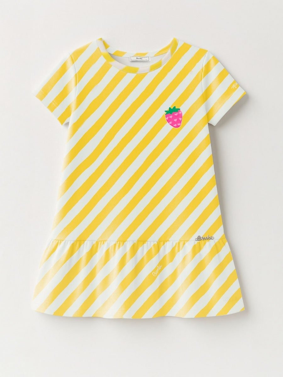 Vestido Infantil Bimbi Verão Amarelo Listrado