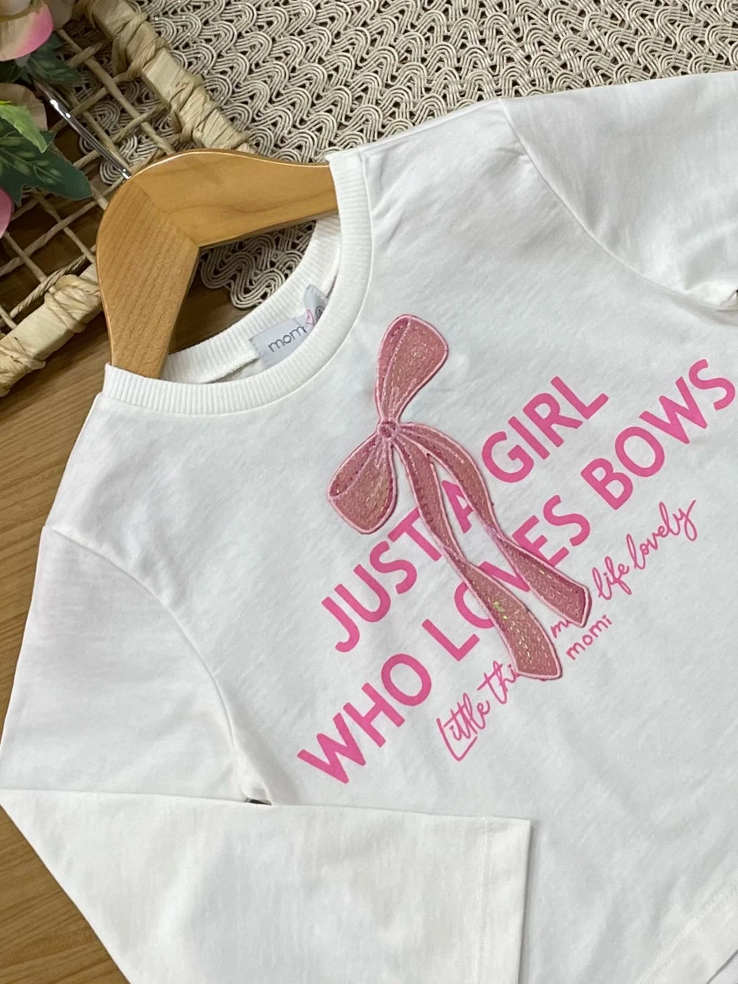 Conjunto Infantil Momi Inverno com Saia Rosa e Blusa Manga Longa Lacinho Paetê