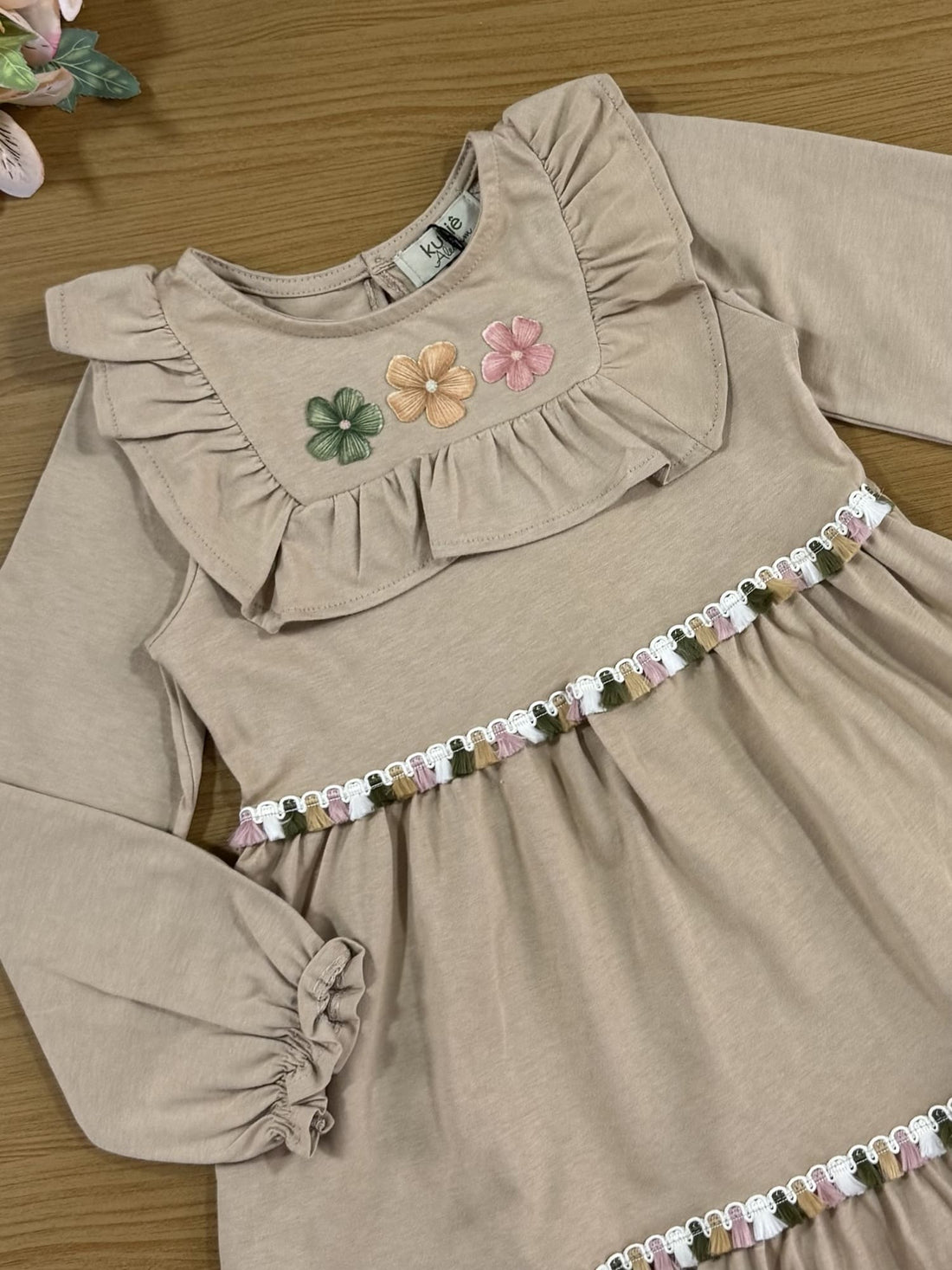 Vestido Infantil Kukiê Inverno Marrom Flores