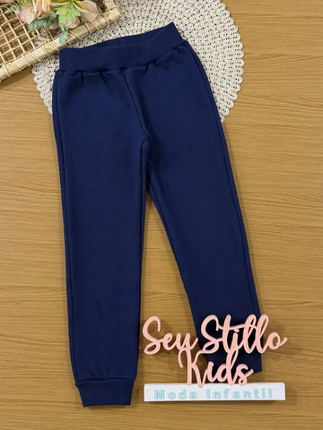 Calça Moletom Infantil Brandili Menina Flanelada Azul Marinho