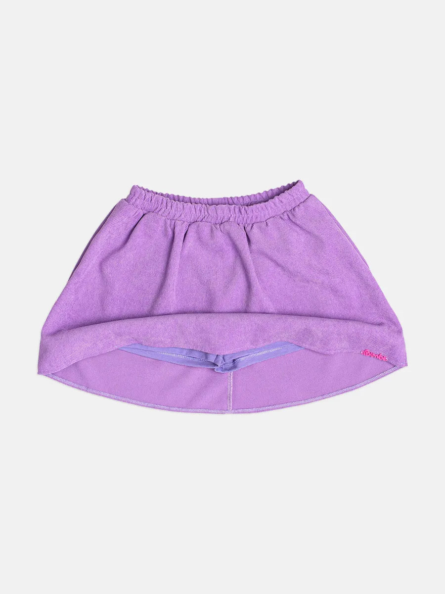Conjunto Infantil Bimbi Inverno com Saia Roxa e Blusa Branca Manga Longa Uvinha