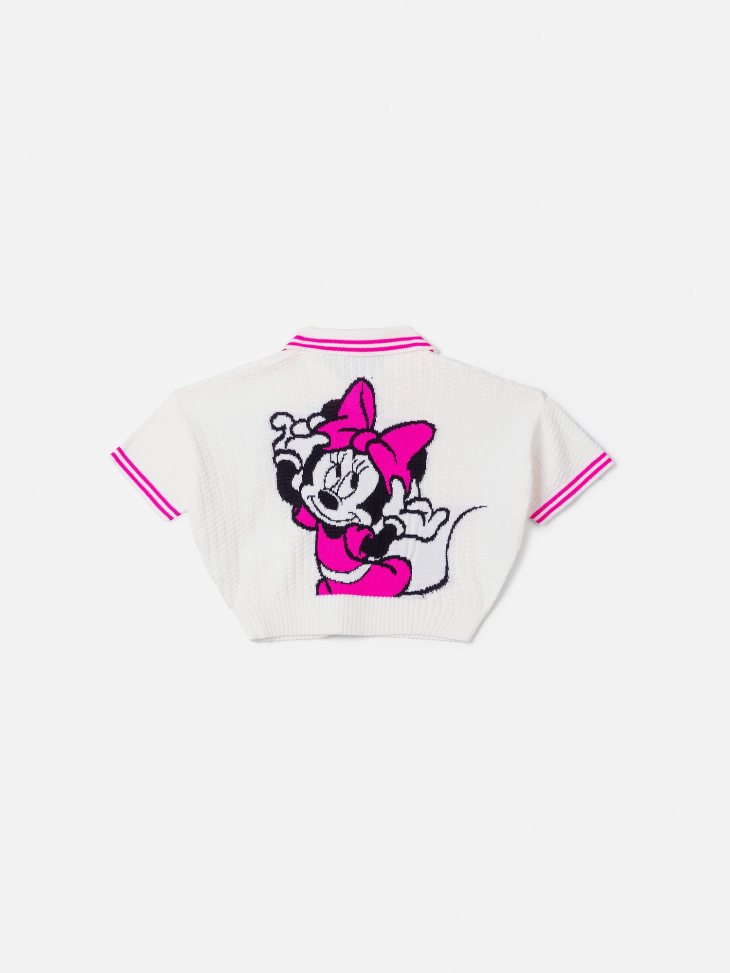 Casaco Infantil Animê Verão em Tricô Branco Minnie Disney