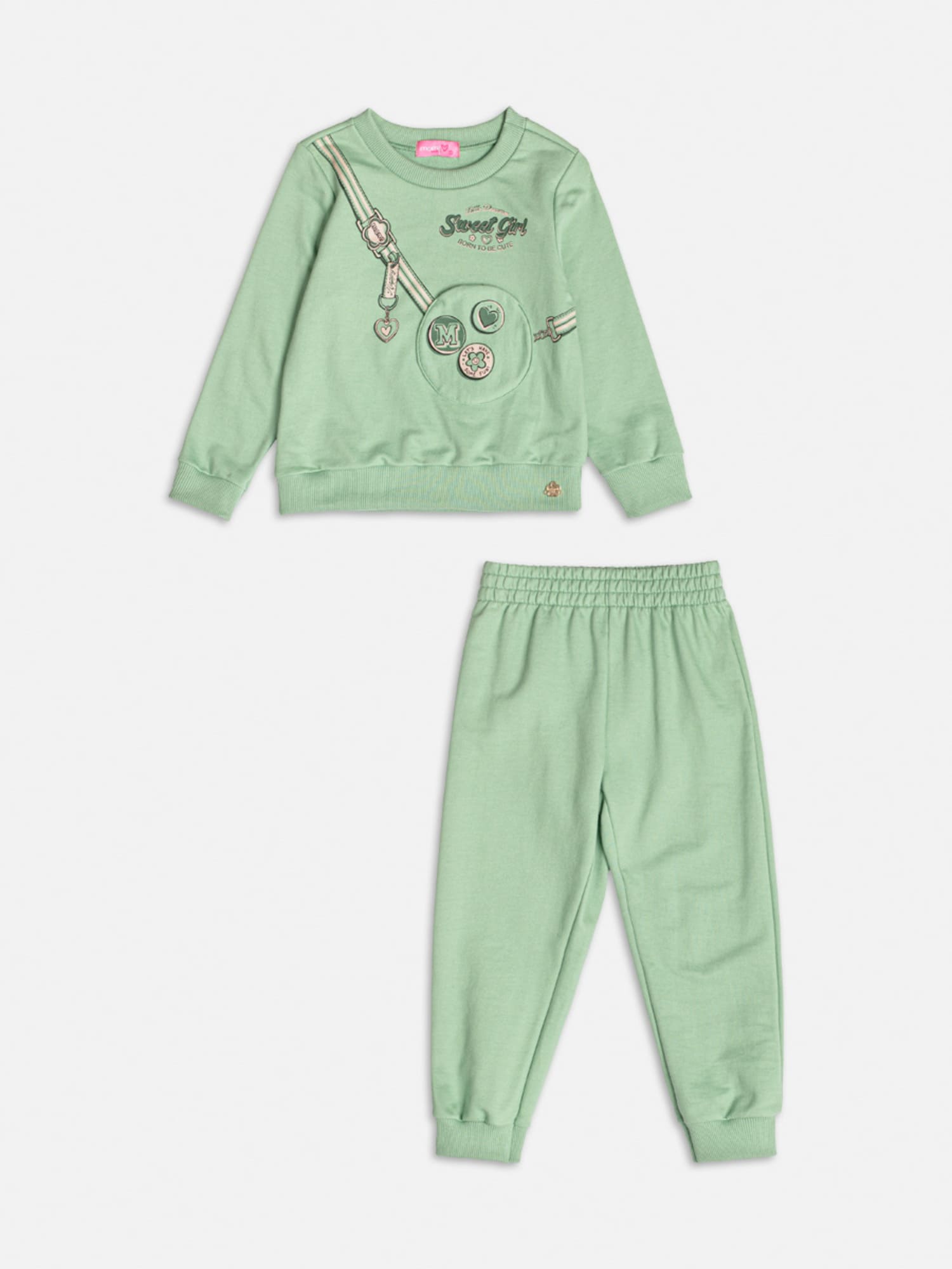 Conjunto Infantil Momi Inverno com Calça e Casaco Verde Sweet Girl