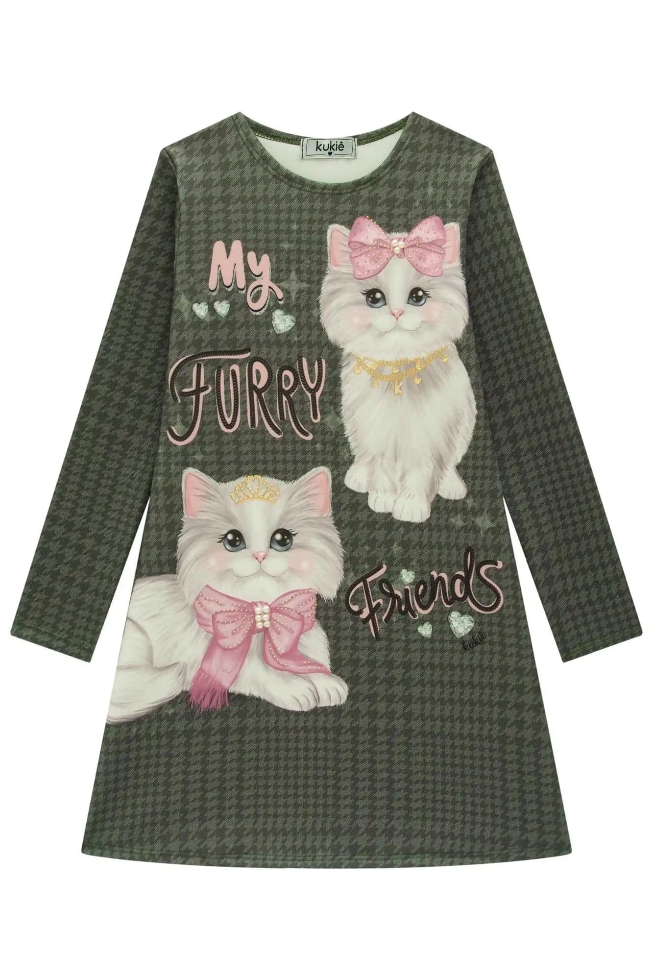 Vestido Infantil Kukie Inverno Gatinhas
