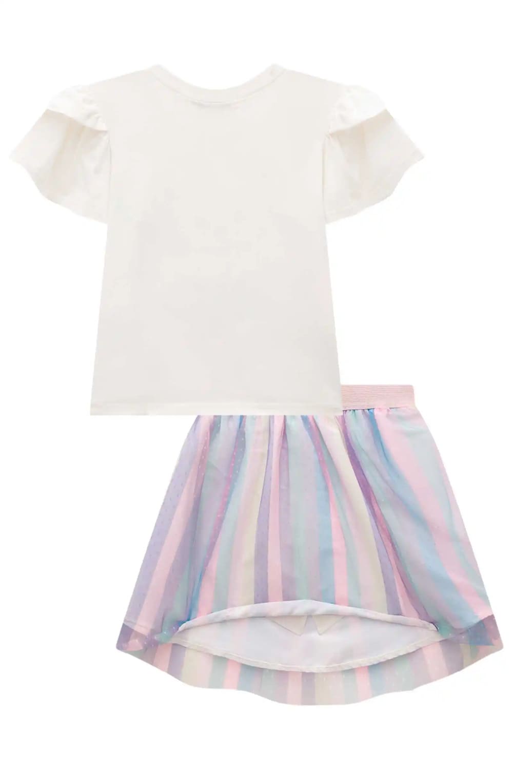 Conjunto Infantil Kukie Verão Saia e Blusa Ursinha com Strass