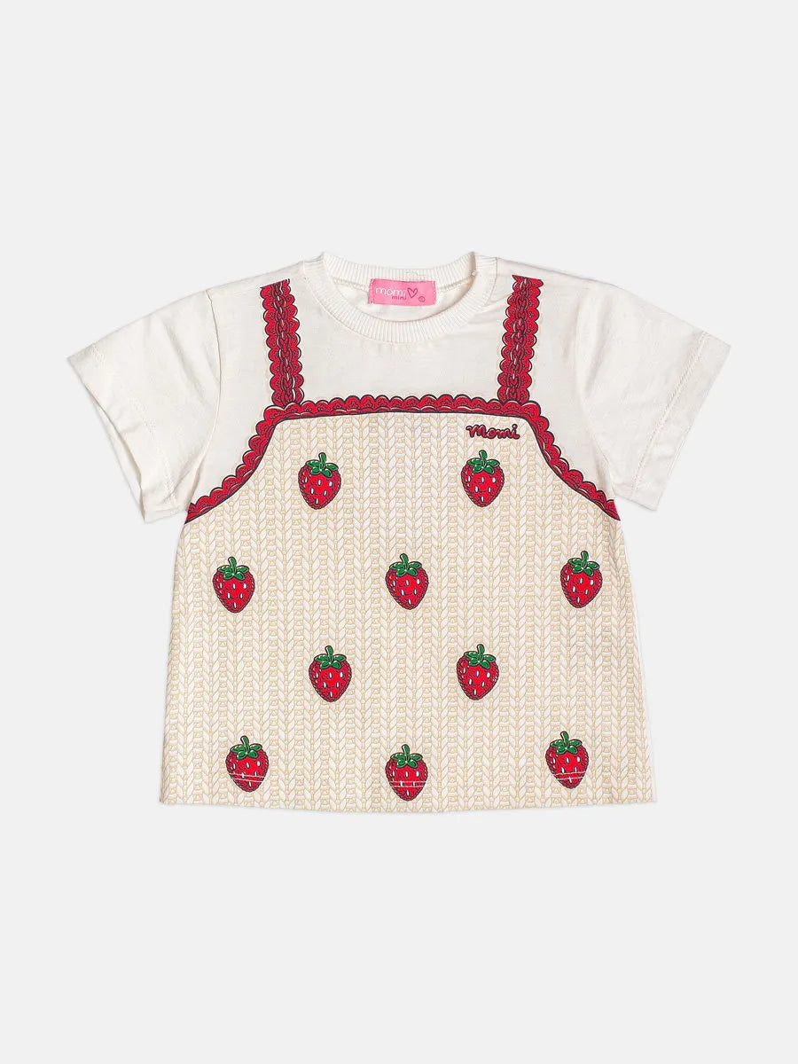 Blusa Infantil Menina Momi Branca Moranguinhos