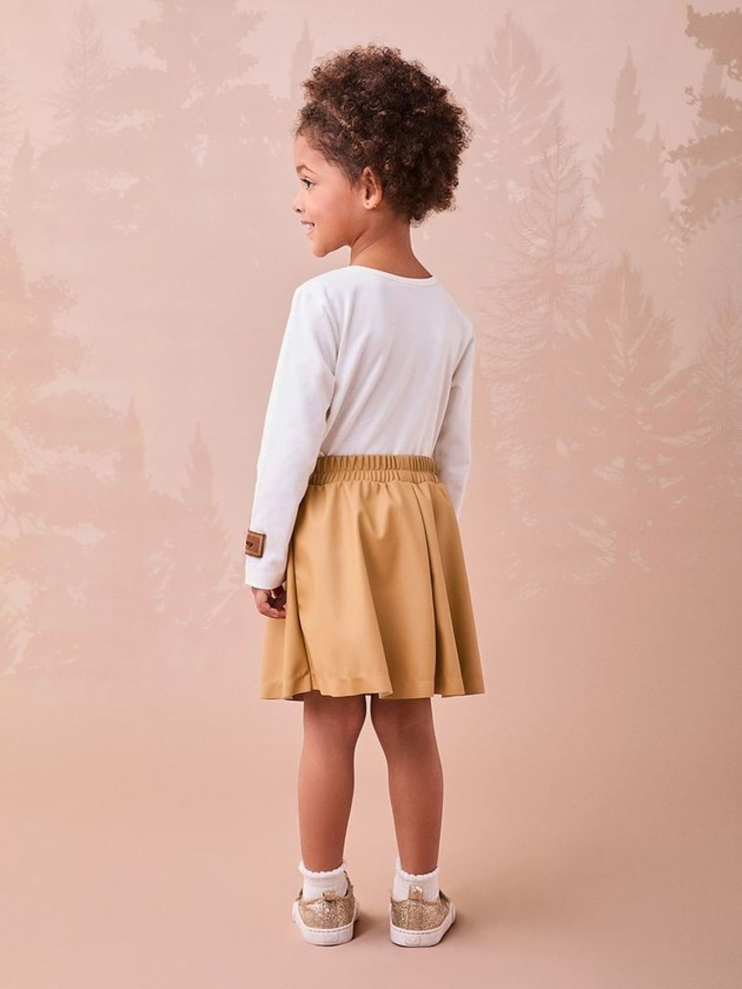 Conjunto Infantil Momi Inverno com Saia Marrom e Blusa Tico e Teco com Strass Disney