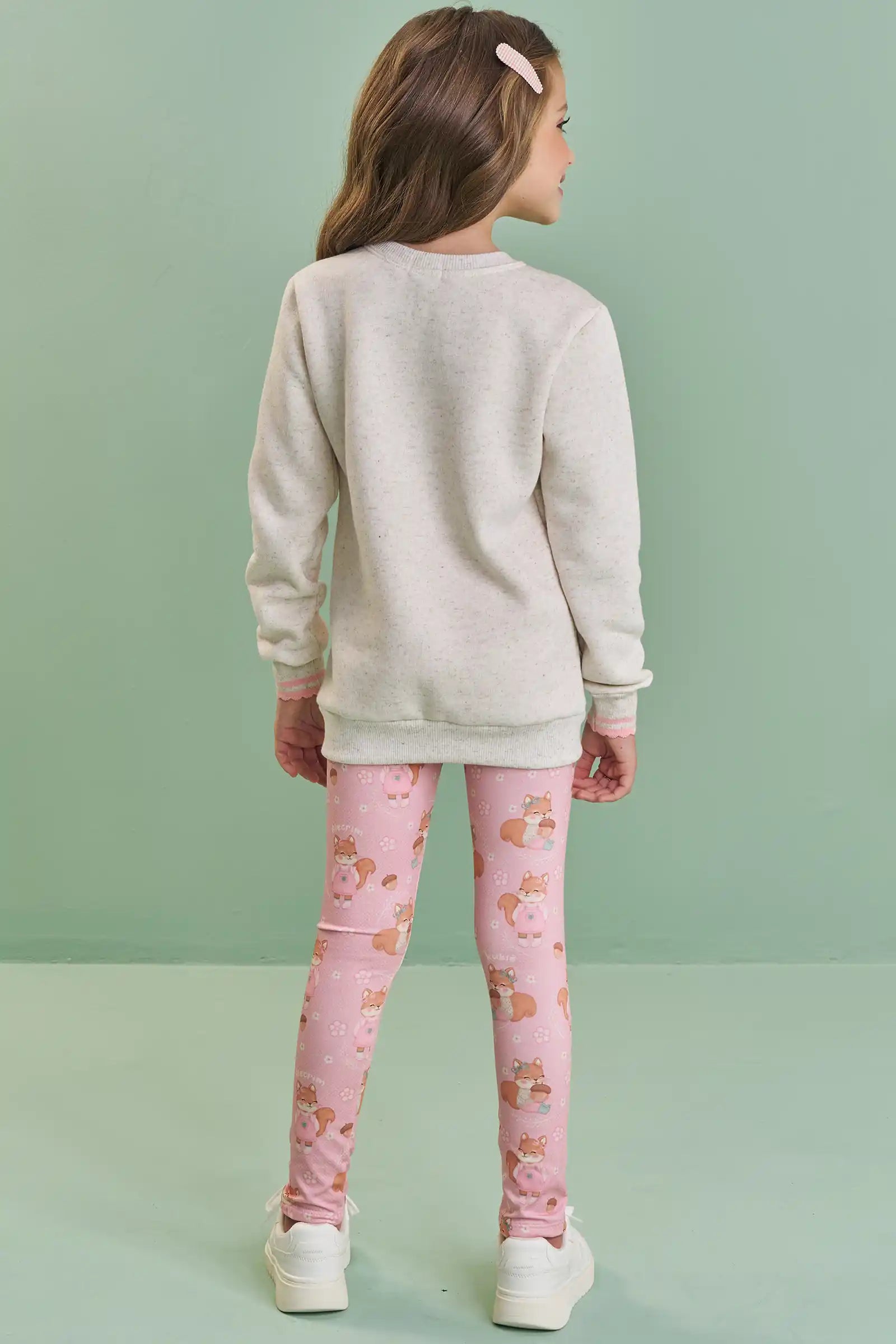 Calça Legging Infantil Kukiê Inverno Térmica Rosa Esquilinha
