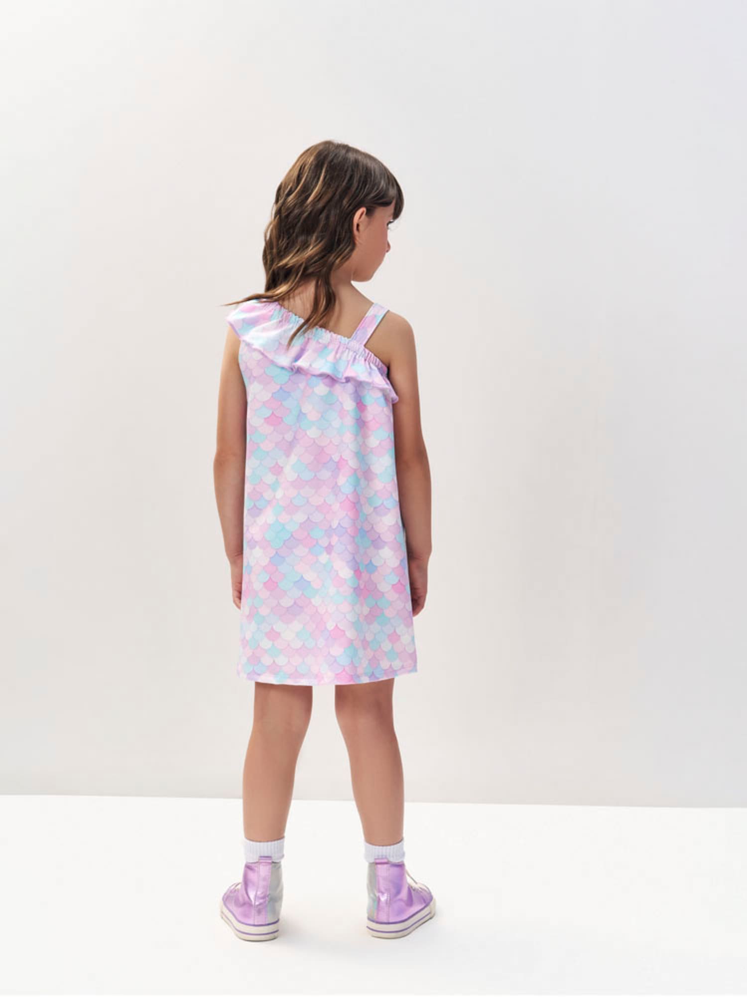Vestido Infantil Cinti Verão Colorido Sereia com Strass