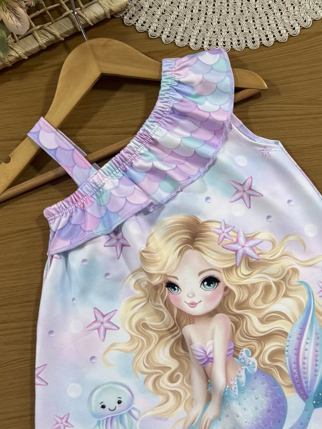 Vestido Infantil Cinti Verão Colorido Sereia com Strass