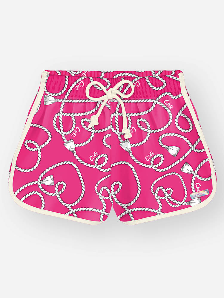 Shorts Infantil Cinti Verão Rosa Lacinho Coração