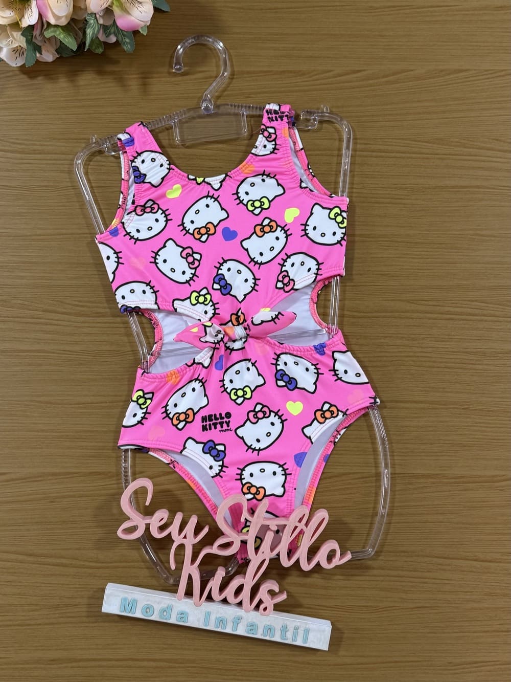 Maiô Infantil Momi Verão Rosa Hello Kitty