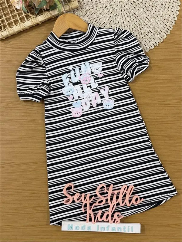 Vestido Infantil Kukiê Preto Listras