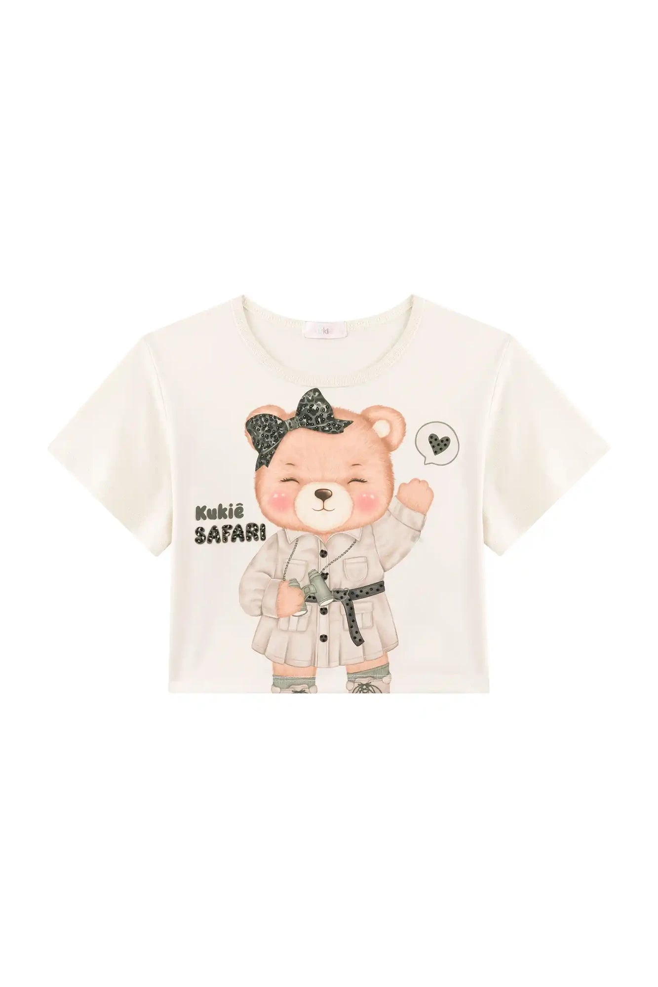 Conjunto Infantil Kukiê Inverno com Shorts Verde Camuflado e Blusa Manga Curta Usinha Safari