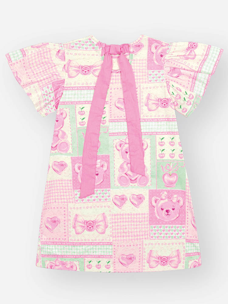 Vestido Infantil Cinti Verão Off White Ursinha Sweet Love