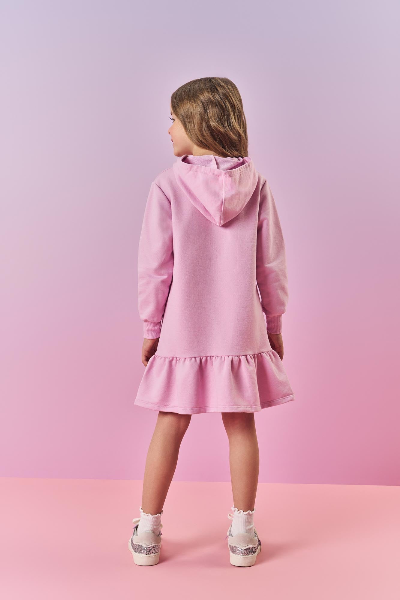 Vestido Infantil Cinti Inverno Rosa Bolsinha Coelhinha