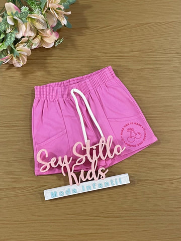 Shorts Infantil Cinti Verão Rosa Cerejinha