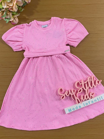 Vestido Infantil Catavento Verão Rosa Brilhante