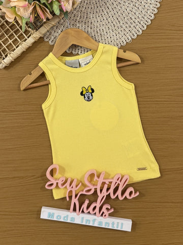 Regata Infantil Animê Verão Amarela Minnie Disney