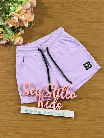 Shorts Infantil Catavento Verão Moletinho Lilás